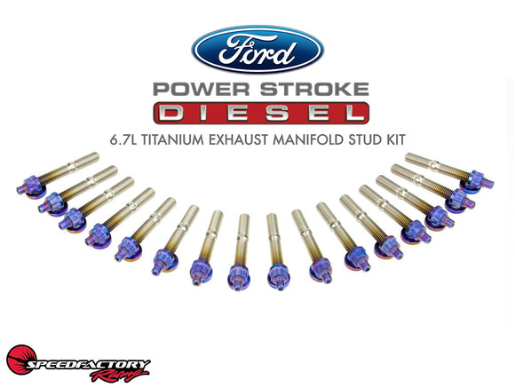 SpeedFactory Titanium Exhaust Stud Kit for Ford Diesel (6.7L Engines) Burnt