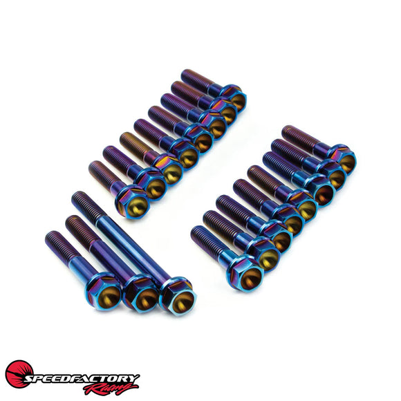 SpeedFactory Titanium Transmission Case Bolt Kit – B‑Series FWD (Burnt Finish)