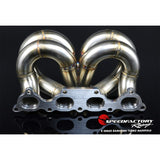 SpeedFactory Stainless Steel Turbo Manifold Ram Horn Style B Series T4 Flange w 44-46mm V-Band WG SF-04-004