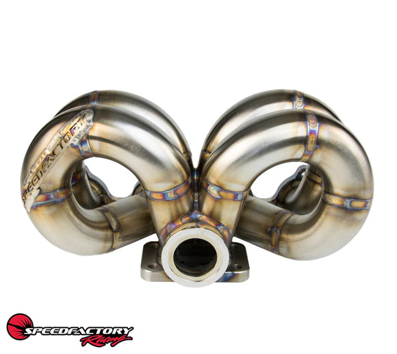 SpeedFactory Racing Stainless Steel Ramhorn Turbo Manifold D series T3, 44/46mm V-Band WG Flange