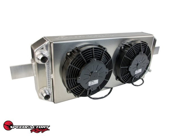 SpeedFactory Aluminum Tucked Radiator -16AN w/ Fans for K-Series SF-06-033