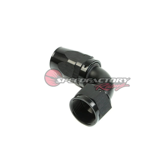 SpeedFactory -16AN 90° Black Hose End Fitting | High-Flow Swivel Performance